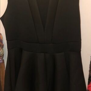 Black V Neck Fit and Flare Dress
